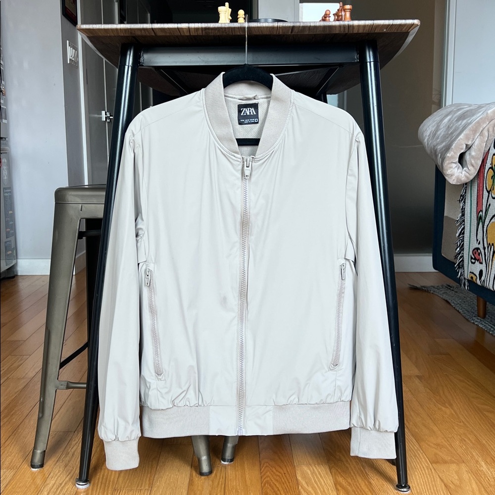 Zara Lightweight Bomber Jacket - Light Beige